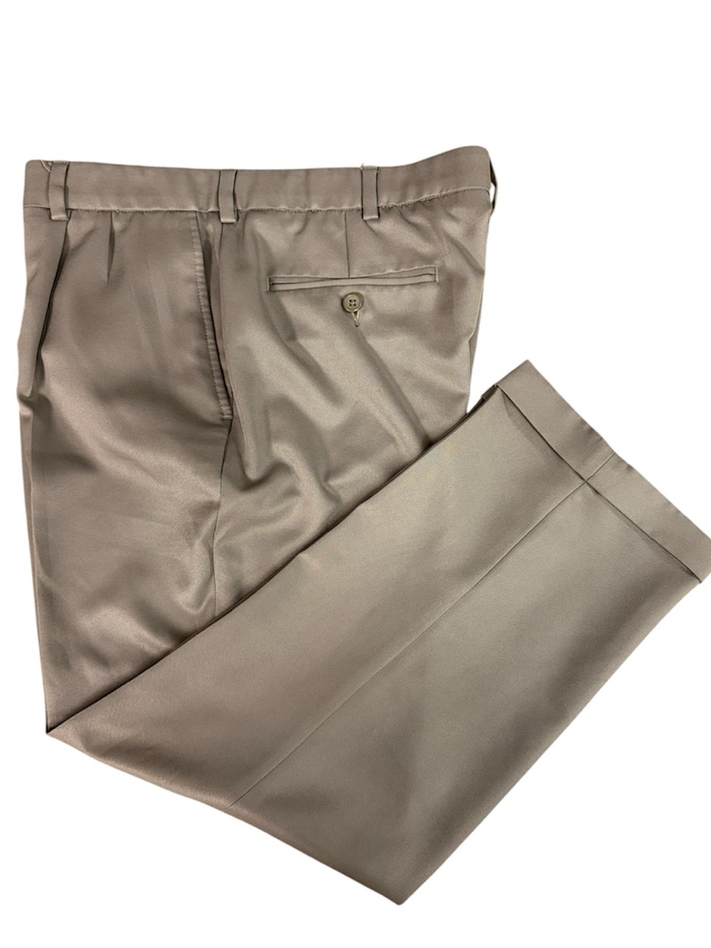 GEORGE MENS CLASSIC FIT PLEATED CUFFED MICROFIBER TAN DRESS PANTS 36 / 29 EUC